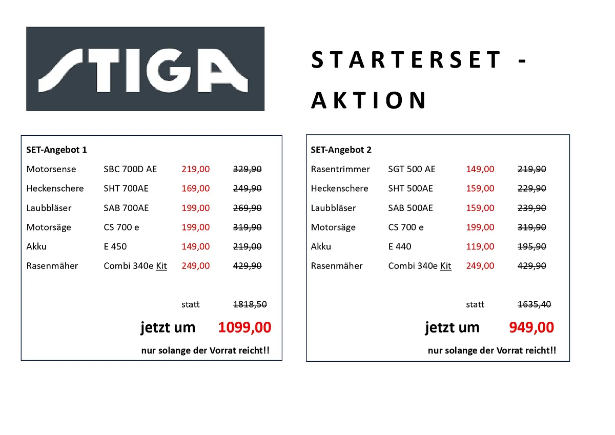 Stiga Starterset Aktion